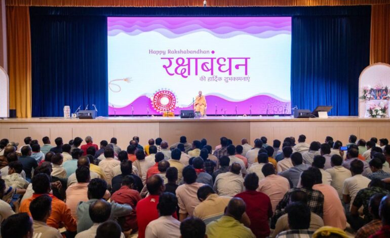 Thousands of workers from labor camps celebrate Raksha Bandhan at BAPS Hindu Mandir in Abu Dhabi with Heartwarming Community Engagement