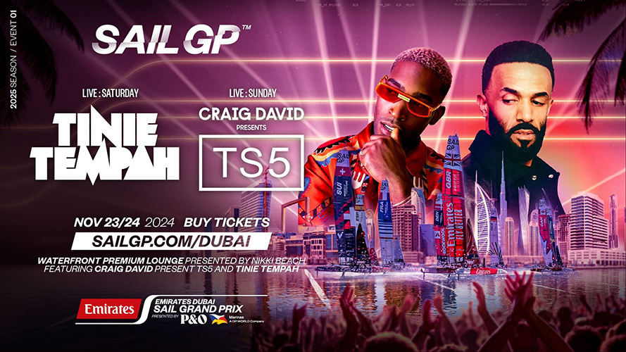 International superstars Tinie Tempah & Craig David to headline Emirates Dubai Sail Grand Prix